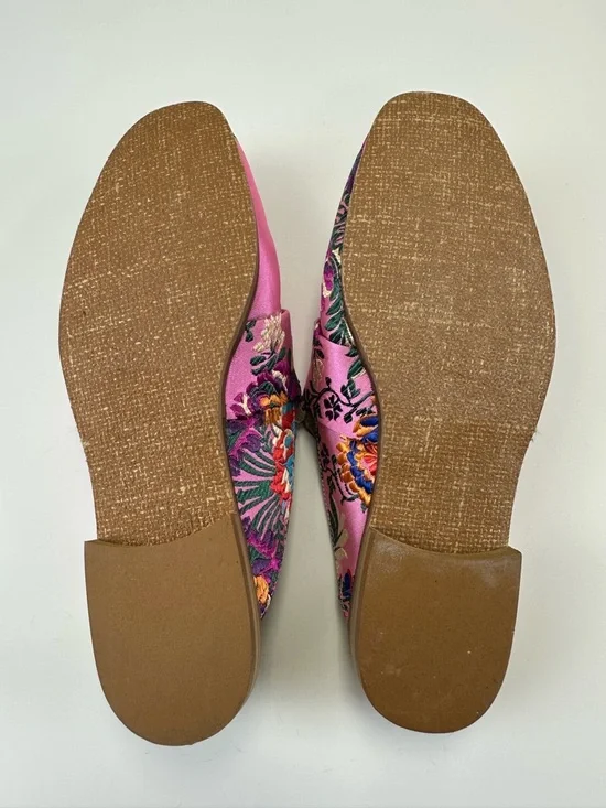 Free People At Ease pink brocade loafer Mules Size 38 Embroidered Boho floral - Picture 9 of 10